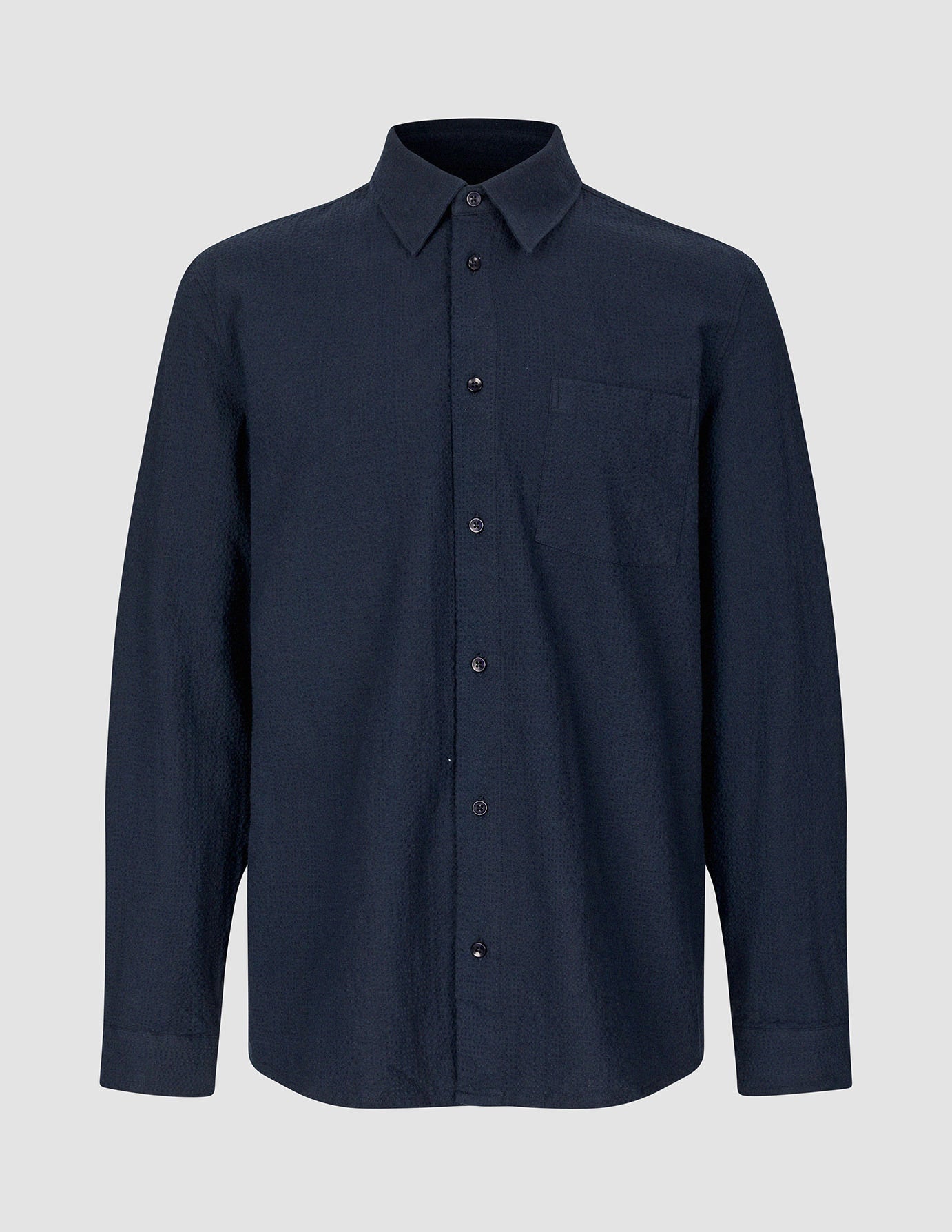 Seersucker Casual Shirt Dark Navy
